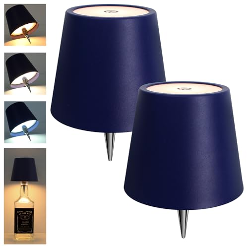 Mebaraul 2 Pack 3600mAh Wine Bottle Lamps, 2025 New 3 Color Rechargeable Wireless Bottle Lamps, Bottle Lamp Kit for Liquor Bottles with Touch Dimming for Parties, Restaurants & Home Decor