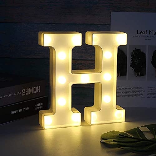 Image of Beeban Marquee H Alphabet Shaped LED Light Lamp for Decoration Decore Walls Hanging Birthday Party Wedding (H)