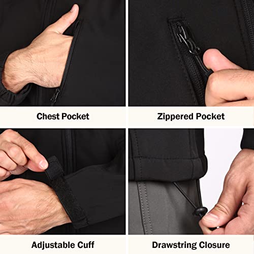 Free Soldier Men's Soft Shell Hiking Jacket Waterproof Tactical Hunting Working Jacket For Men(Black, Xl) #TOP3