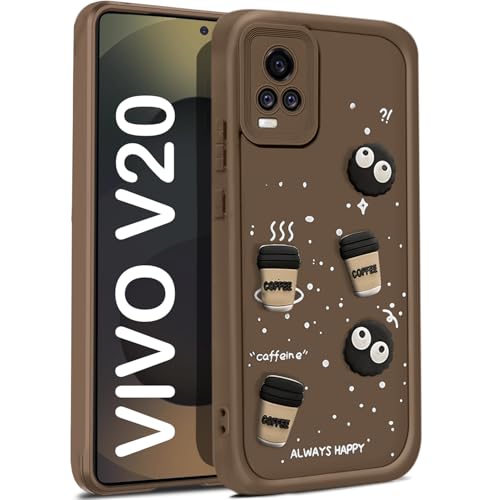 Image of TRUEUPGRADE Coffee Case for Vivo V20 / V21E / Y73 | Cute 3D Cartoon Ball Design | Soft Silicone Back Cover for Vivo V20 / V21E / Y73| Full Body & Camera Protection | Brown