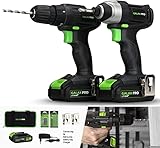 GALAX PRO Taladros combi 20 V, taladro atornillador inalámbrico de 30 Nm, destornillador de choque 100 Nm con 1 batería de 1,3 Ah, kit de cargador, accesorios de 11 unidades y bolsa de herramientas