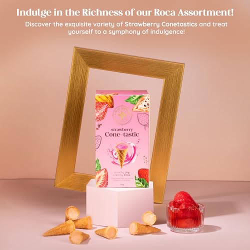 Image of Cacao Springs Strawberry Conetastic Gift Box, Premium Choco & Nut Delicacy Treats, Mini Wafer Cones, Luxury Chocolate Gift Hamper for Christmas Gifts, 2 Boxes, 140gm