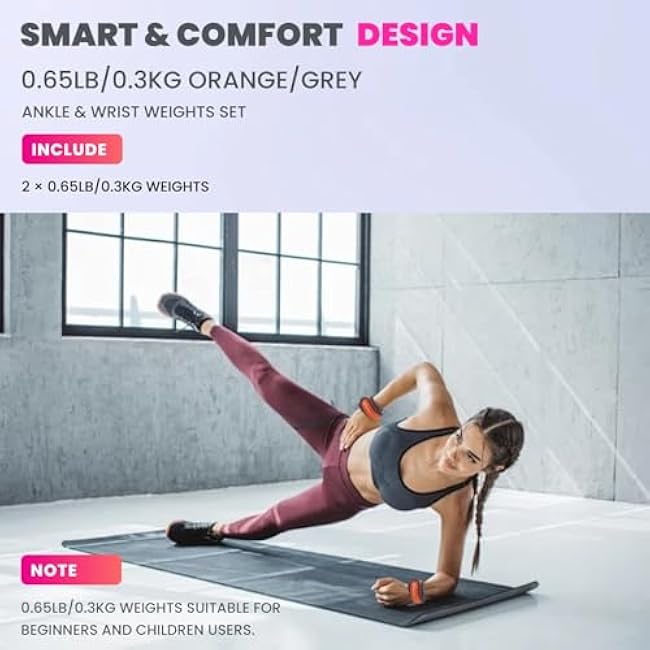Ankle Weights Set of 2 (0.65Lb/1Lb/2Lbs Each) For Women & Men Kids With Adjustable Strap - Roll Type Wrist Weights for Strength Training, Jogging, Pilates, Yoga, Pilates, Gym, Running, Fitness, Cardio