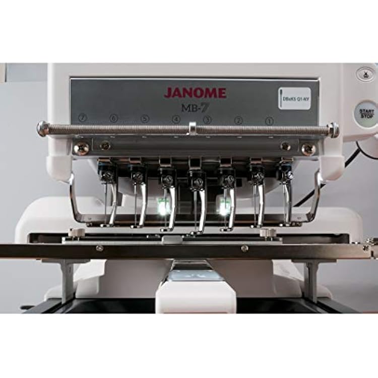Janome Embroidery Machines - MB7 Heavy Duty Computerized Embroidering and Quilting Machine for Beginners to Experts, Multi Needle Embroidery Machine with 5.7 Remote Computer Screen for Stitching