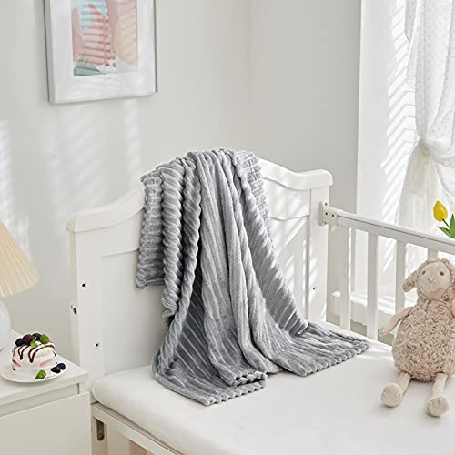 Uozzi Bedding Flannel Fleece Baby Toddler Blanket All-Season Ultra Soft Plush Thin Blanket For Crib -100% Microfiber Polyester Light Gray 27X39 Inch #TOP3