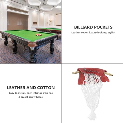 Gatuida Billard Tasche: 6 Stück Billardtisch Fallnetz Mesh Tasche Leder Snooker Tisch Ersatz Netze Kit Passend Pool Table Pockets für Meisten Standard-Billardtische Snooker