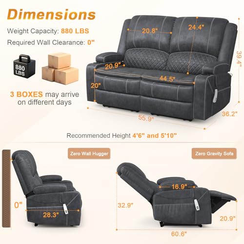 MOSGAT Loveseat Recliner Sofa, Power Reclining Loveseat Sofa...
