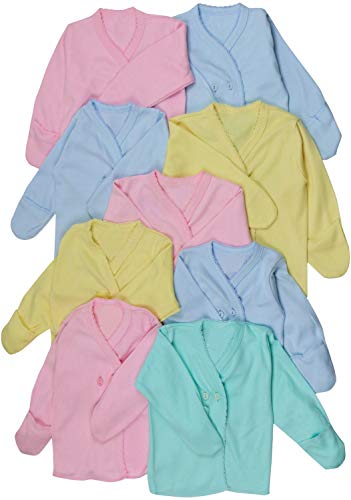 Image of ToBeInStyle Babies' 4 Pack Relaxed Fit Short or Long Sleeve Button Up Kimono Tee Swaddle Shirt