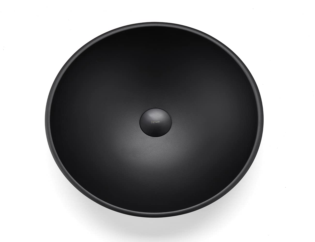 Phoenix Series - Fregadero redondo de vidrio templado decorativo en negro mate | Fregaderos de montaje superior sobre encimera | Fregadero de encimera de tocador con drenaje desplegable | 7