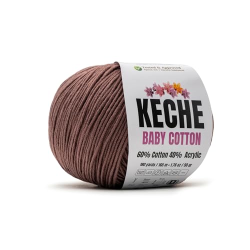 Image of Keche Baby Cotton, 60% Cotton 40% Acrylic Yarn, Soft Cotton Yarn for Crochet and Knitting, Amigurumi Yarn 1 Skein /Ball 1.76 Oz (50g) / 180 Yrds (165m) - Cinnamon