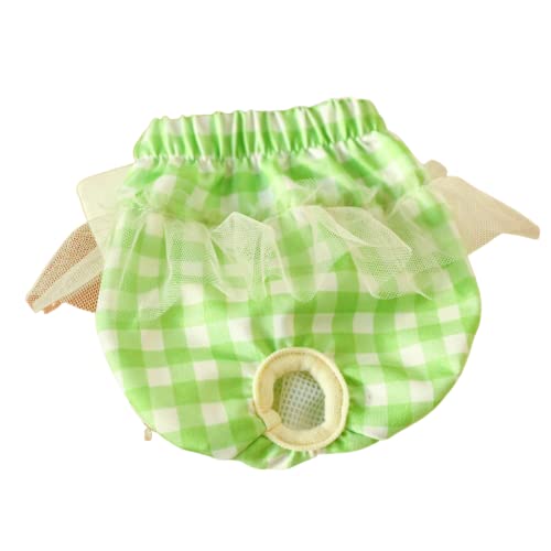 Image of Small Dog Sanitary Panties, Lace Washable Reusable Cute Puppy Panties Pet Underwear Diaper Physiological Shorts for Female Girls Dogs(Green Plaid,XS)
