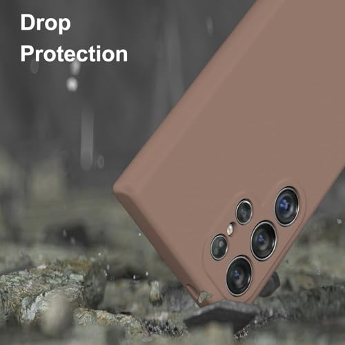Image of DIZORO Microfiber Candy Case Compatible for Samsung S25 Ultra 5g Smooth Touch Cushion Liquid Soft Silicone Gel Rubber Phone Cases Non-Slip Full Body Protective Shockproof Back Cover (Brown)