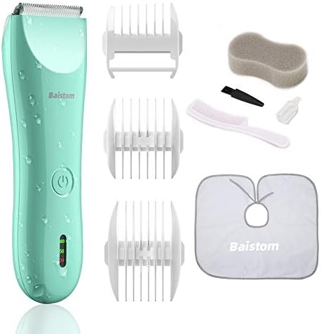 Baistom Baby Hair Clippers, Quiet Hair Trimmer for Kids and Children, Waterproof Rechargeable Cordless Haircut Kit for Toddler and Boy (Green)