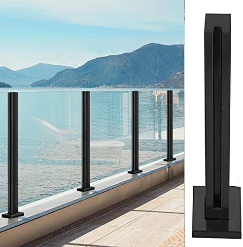 Stainless Steel Railing Post for Tempered Glass, Square Landing Fence for Pool, Terrace, Patio, Hallway Brackets