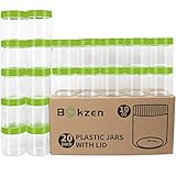 8 oz Upgraded Plastic Jars with Lids 20 Pack, Airtight Plastic Slime Containers for Kitchen & Household Food Storage of Dry Goods, Cosmetic, body butter and more, BPA Free, Green Lid