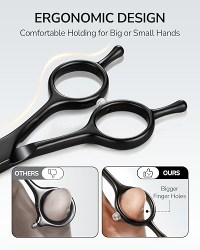 Hair Cutting Scissors, ULG Professional Hair Scissors 6.5” Right-Hand Razor Edge Barber Shears Salon Hair Cutting Shears Made of Japanese Stainless Steel, Hand Sharpened Black