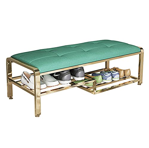 Banc de rangement à chaussures en métal vert de 60 cm pour entrée
