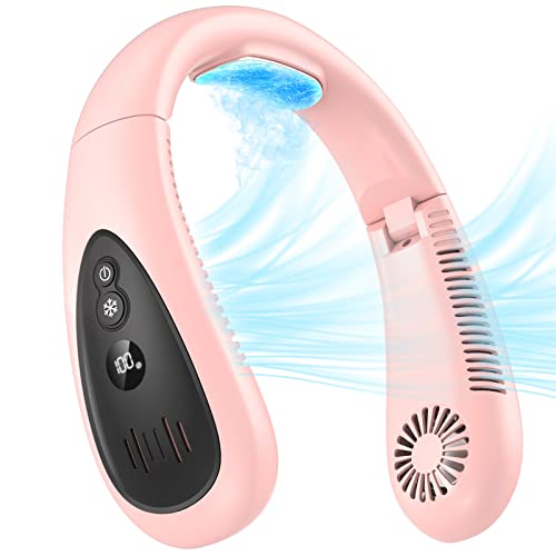 Neck Air Conditioner, Portable Neck Fan with Cooling Plate 360°Cooling Airflow, 5000mah Rechargeable USB Fan Hands Free Bladeless Wearable Foldable Mini Fan for Men Women Kids Home Office Outdoor