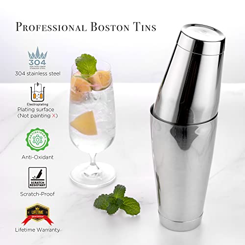 Homestia 2-Piece 18 Oz & 28 Oz Boston Shaker Set Boston Shaker Tins, Boston Cocktail Shaker Liquor Shaker Metal Shaker Bottle, Drink Shakers Cocktail Bar Tins Shakers Bartending Alcohol Shaker #TOP1