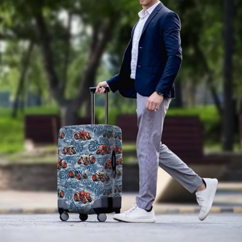 Image of Coloranimal Palm Leaf Tractor Luggage Covers Washable Travel Luggage Covers Fashion Suitcase Covers Spandex Suitcase Protector Fits 22-24 Inch Luggage for Adult