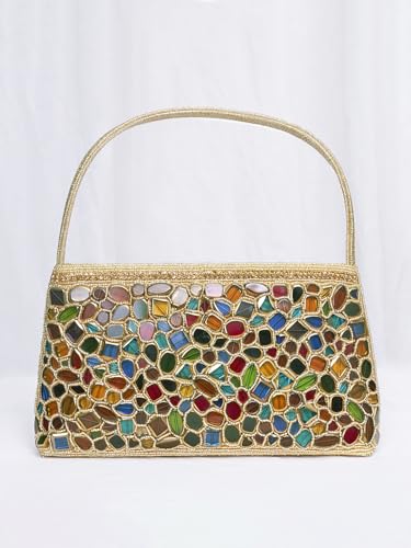 Image of Peora Malti Color Clutch Purses for Women Handmade Evening Handbags Bridal Clutch