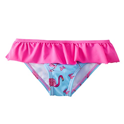 UNIFACO Toddler Girls Long Sleeve Rash Guard Ruffle 2-Piece Swimsuit Set Tankini for Swimming Pool Size 6T Flamingo