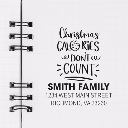 Christmas Address Stamp with Wooden Handle, Custom Holiday Calories Let's