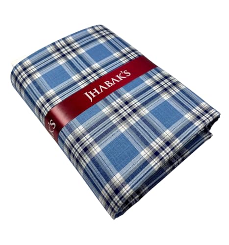 Image of JHABAK'S Cotton Blend Unstitched Checkered Fabric for Men - 2.35m Shirt Piece / 3m Kurta Piece - Width 36 Inches