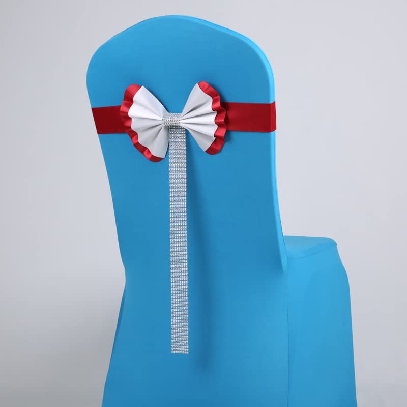 Noeud Papillon élastique de Mariage Ceinture arrière pour décorations de Chaise d'hôtel-Rouge,50pcs
