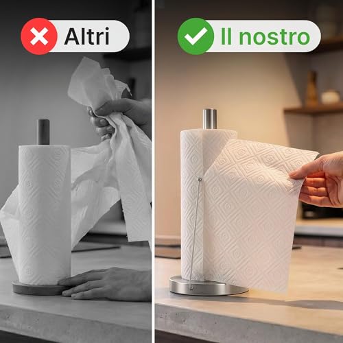 Miniatura 5 de Minismus Portarrollos Papel Cocina Portarrollos De Acero Inoxidable Con Barra Estabilizadora, Sin Taladros Soporte Rollo, Porta Rollos Moderno Para Papel De Cocina Estándar Plata