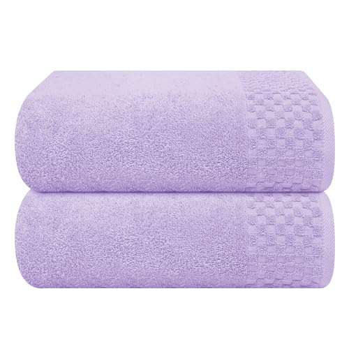 MyOwn Ultra Soft 2 Pack Oversized Bath Towel Set 28x55 inches, Cotton Large Bath Towels, Highly Absorbant Compact Quickdry & Lightweight Towel, Ideal for Gym Travel Camp Pool - Purple