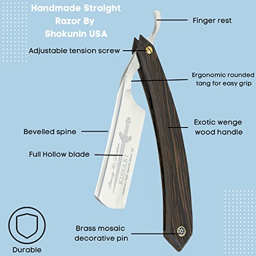 Straight Razor German High Speed Steel Exotic Wenge Wood Handle, Shave Ready, Single Edge Razor, Rasoi #TOP1
