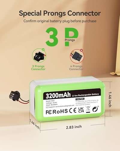 Image of 3200mAh Replacement Battery Compatible with Eufy RoboVac 11s, Ideal for Eufy Battery Replacement, Fits eufy11 30 15C 15T 12 35C, Ecovacs Deebot N79 N79S DN622, Goovi F007C D380 D382, Amarey A800 A900