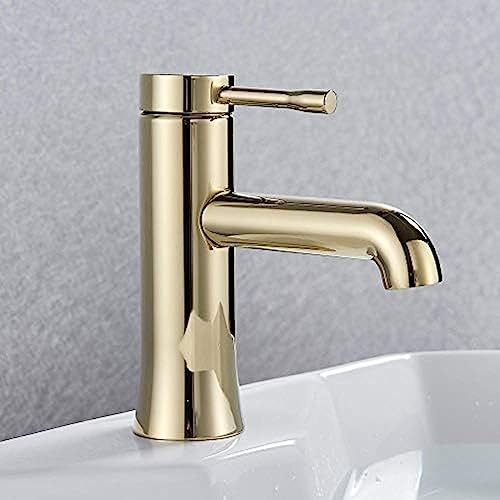 Mitigeur de lavabo doré poli chic pour salle de bains moderne