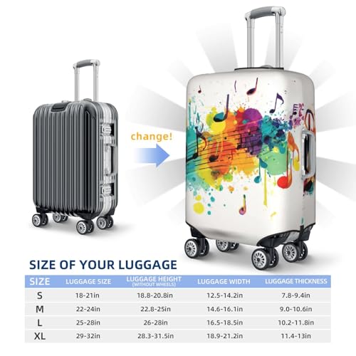 Luggage Cover Washable Elastic Suitcase Covers Abstract Music Themed Travel Baggage Cover Fashion Anti-scratch Suitcase Protector Decoraitve Covers Fits 18-32 Inch Luggages Medium2