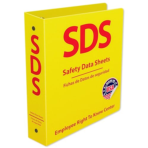 SDS Binder 2 Inch - OSHA Compliant Safety Data Sheet Binder - Bilingual English/Spanish - Heavy Duty MSDS Binder - Holds 400 Sheets - Bright Yellow