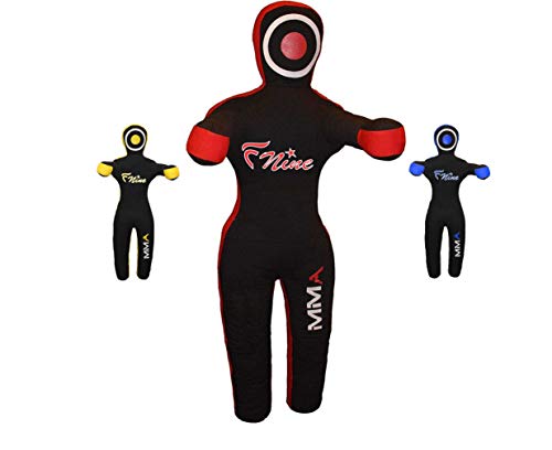 FNine MMA Grappling Dummy, for Judo, Wrestling, Brazilian Jiu Jitsu, Submission and Throwing UNFILLED Canvas Bag (Black and Red, 70")