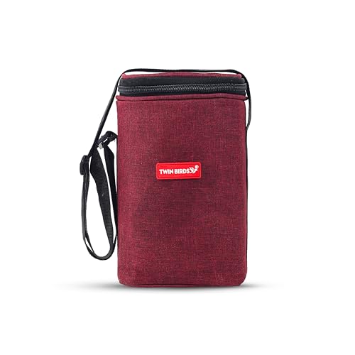 Image of TWIN BIRDS Eco Fresh Air Tight Lunch Box Plastic 3 Container Lunch Box Odour Free Leakproof Multipurpose Lunch Box with Bag (Red)