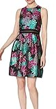 LAUNDRY BY SHELLI SEGAL Women's Jacquard Fit and Flare Dress with Lace Trim, Magenta Multi, 8