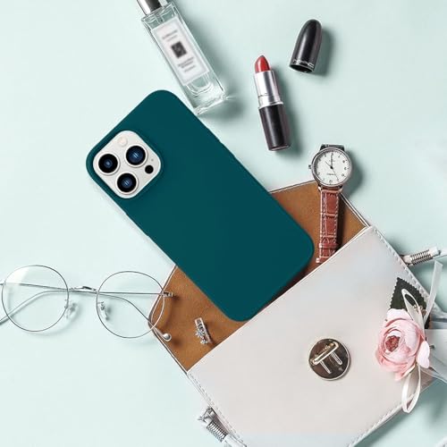 Image of M Cart Compatible with iPhone 13 Pro Max Case 6.7 Inch Liquid Silicone Soft Gel Rubber Slim Microfiber Lining Cushion Cover Shockproof Protective Phone Case for iPhone 13 Pro Max -Dark Greenish Blue