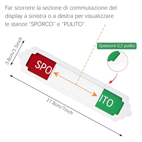 Segnaletica per lavastoviglie che commuta lo stato di pulizia/sporco, dimensioni 17,7 * 4 * 0,6 cm, con supporto adesivo e montaggio magnetico (XW, IT)