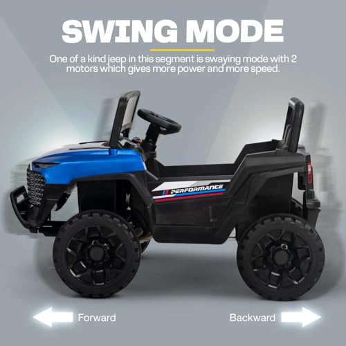 Image of Driving EV Cars for 1, 2, 3, 4, 5, 6 Years | Remote + Steering + Mobile App Control | Kids Jeeps (Entery Level Jeeps [2-6 Years] GT1, Blue)