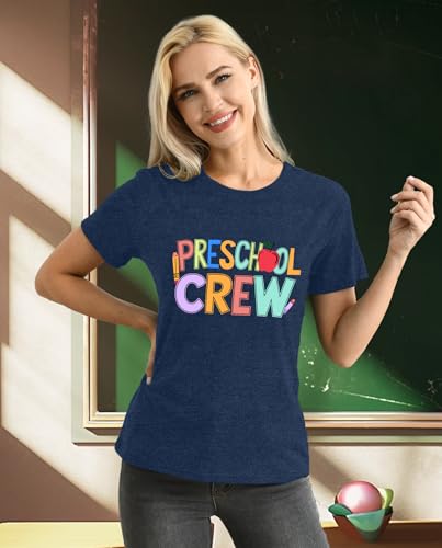 Preschool Teacher Shirts for Women Preschool Crew Tshirt Teacher Life Rainbow Tee Top2