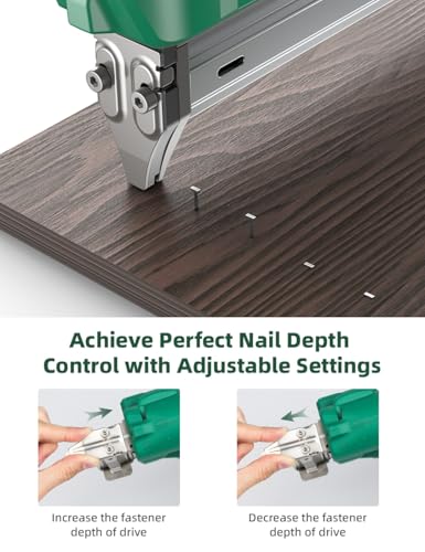 Image of KIMO 18 Gauge Cordless Nail Gun Battery Powered w /2X2.0 Batteries & Charger, 5000pcs Nails, Single & Contact Firing, Hook Up, LED Light, Cordless Brad Nailer for Upholstery /Woodworking /Fence /Roofing