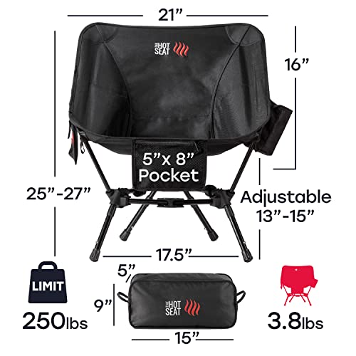The Hot Seat, Heated Ultralight Compact Outdoor Chair, 2 Zipper Pockets, 1 Cup Holder, Adjustable Height, Easy Assembly, Carry Bag. Perfect For Camping And Backpacking. (Battery Not Included) By Pop #TOP6