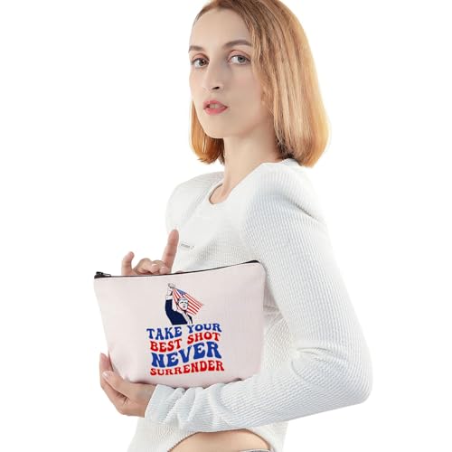 Fist Pump Makeup Bag Shooting President Gift Fight Fight Fight Gifts Never Surrender Gifts MAGA Zipper Bag (Take Your UK) - Image 4
