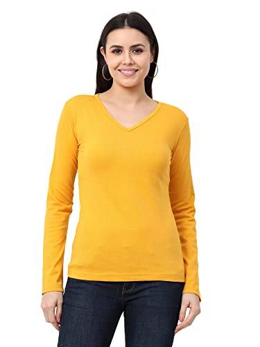 Image of Wafaa Women's Cotton Plain V Neck Full Sleeve T-Shirt