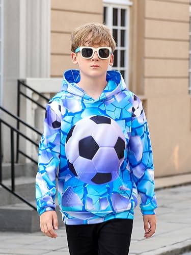 Image of Funnycokid Boys Hoodies Kids Sweatshirt Warm Youth Print Girls Hooded Clothes with Pocket 6-16 Years