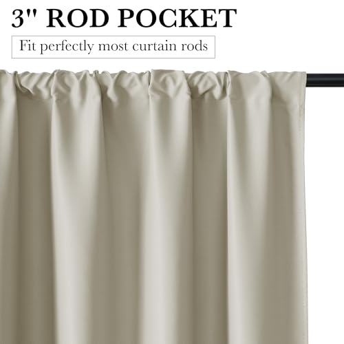 Image of RYB HOME 100% Blackout Short Curtains for Small Window, Thermal Insulated Total Room Darkening Noise Reducing Curtains for Kitchen Bathroom Basement, 42 inches Wide by 36 inches Long, Biscotti Beige