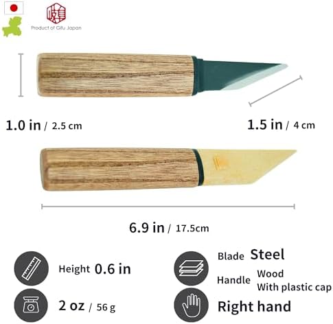 Product of Gifu Japan Kiridashi Craft Pocket Knife Japanese Steel Blade Wooden Handle with Sheath for Right-handed - Thumbnail 2